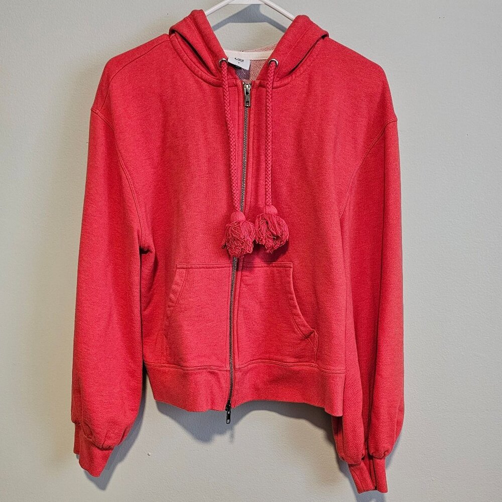 Women’s Cabi Deluxe Tangerine Orange Red Coral Zip Front Hoodie, Small